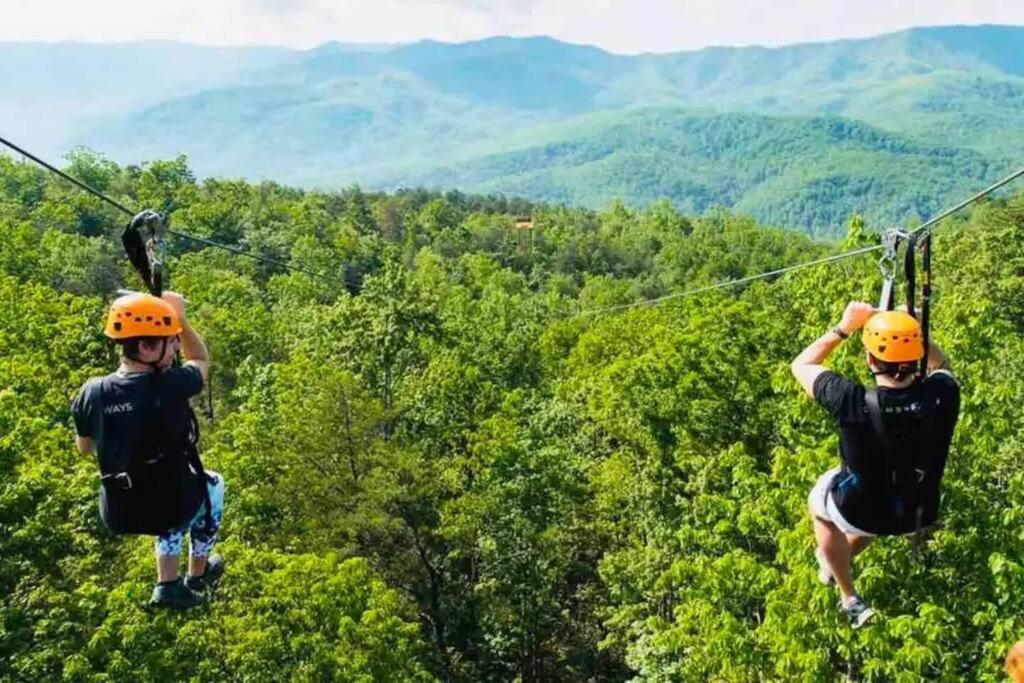 فيلا The Log Castle~Stunning Mountain Views~Hot Tub سيفيرفيل المظهر الخارجي الصورة